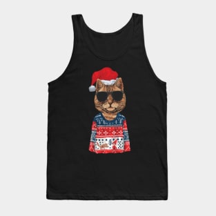 Cat ugly christmas sweater meowy catmas Tank Top